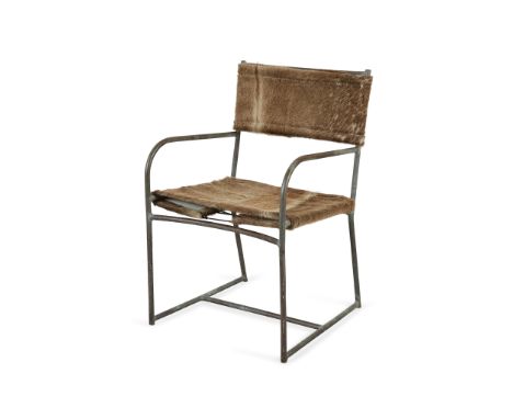 Walter Lamb (American, 20th century). Metal, possibly brass or copper, armchair featuring an early prototype design by Walter
