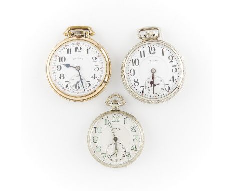 Group of three Illinois Pocket Watches, including:One Illinois Bunn Special open face pocket watch in 10k yellow gold filled 