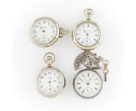 Group 4 sterling and silverode pocket watches, including:One New York Standard Watch Co. Excelsior open face pocket watch in 