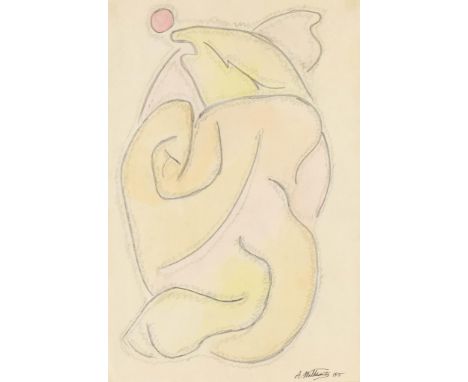 Abraham Walkowitz (Russian/American, 1878-1965). Watercolor and pencil on paper painting depicting an abstract composition, 1