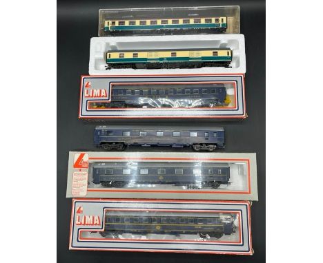 Six HO Continental Railways coaches/cars from Fleischmann (2) and Lima (4)(1000g)Fleischmann DB 10-80 222-2 1st Class - incor