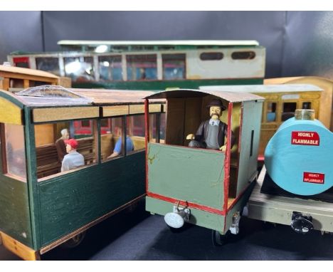 Nine G Scale Kit and home engineered Rolling stock with two others for repair (mostly wood construct)(5200g)Garden Rail Engin