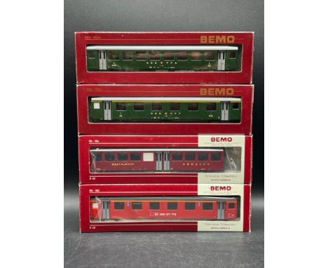 Four Bemo HOm 1:87 scale Passenger wagens/cars, Boxed and 'Ready-to-Roll'(400g)Bemo 3271 410 Einheitswagen III - 2 Klasse - B