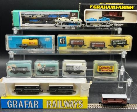 14 'N' gauge freight Rolling stock from Various manufacturers, 'Ready-to-Roll'(NNNNg)Two Lima articulated Car transporters, B