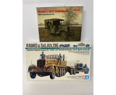 2 Model Kits - Tamiya Model Kit FAMO & Sd.Ah.116 & ICM Model T 1917 Ambulance 1/35 Scale. (1650g). (2).1. Tamiya - FAMO&Sd.Ah