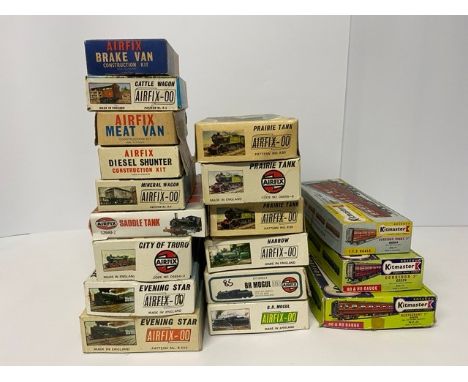 18 Airfix/Kitmaster Model Kits - 3 Airfix 00 Prairie Tanks, 2 Airfix 00 BR Moguls, 2 Airfix Brake Vans, 2 Airfix 00 Evening S