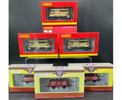 Six boxed OO Rolling-stock, with five un-boxed 'Ready-to-Roll'(700g)Hornby R6829 PGA Hopper Wagon (3 pack) 'Tarmac'Oxford Rai