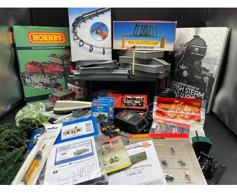 Job Lot of OO gauge Trackside Accessories, along with two controllers(6500g)Hornby Steam/Diesel whistle boxHornby illustrated