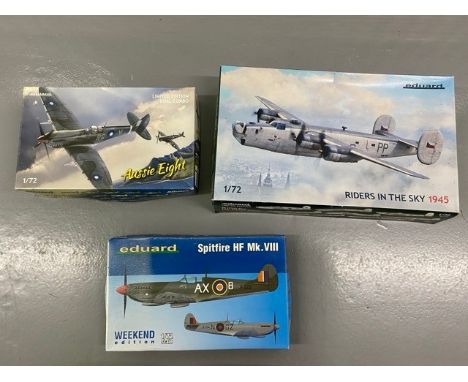 3 Eduard Model Plane Kits - 1/72 Scale. (3000g) (3).1.Eduard - Spitfire HF Mk.VIII - 7449 - 1/72 Scale.2. Eduard - Aussie Eig