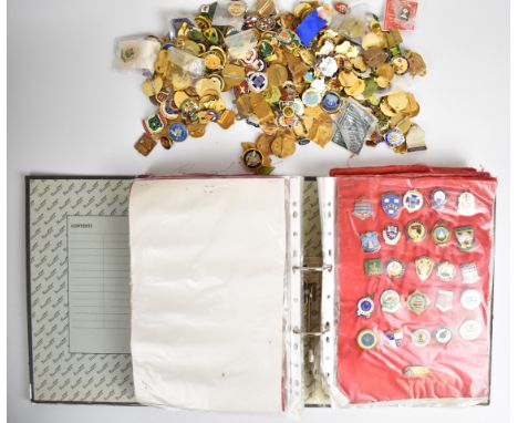 Approximately 600 metal and enamelled bowls and bowling badges, pins and buttons including many vintage examples with county,
