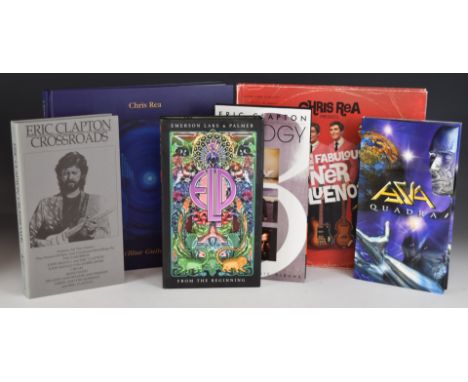 Six Prog Rock / Blues Rock collectibles comprising Asia Quadra four CD box set with booklet, Emerson, Lake &amp; Palmer five 