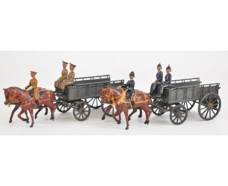 Two Britains horse drawn supply wagons comprising Army Supply Corps sets 146 and 146A.