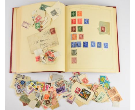 The Simplex blank album with a 1d red plate number collection, together with other world stamps