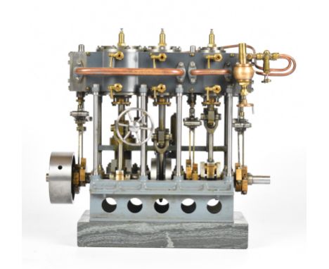 Stuart triple expansion live steam marine engine, with drain cocks to all cylinders wheel operated Stephenson's link reversin