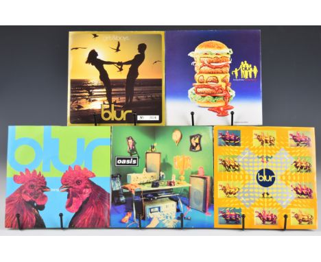 Seven Indie Rock / Brit Pop / Post Punk 7" singles comprising Oasis Shakermaker (CRE 182), Blur She's So High (FOOD 26), Bang