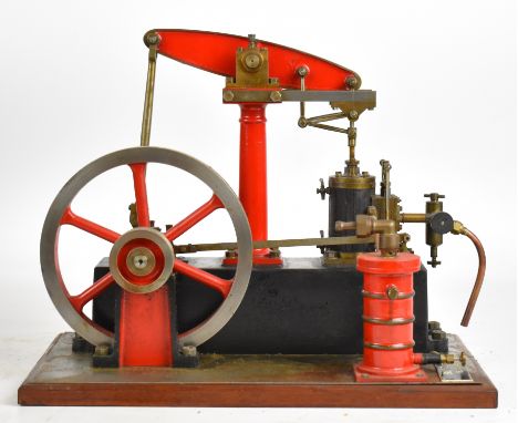 Stuart Beam live steam engine with displacement lubricator, exhaust steam separator and twin cylinder drain cocks, driving a 