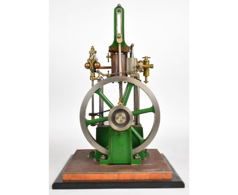 Stuart James Coombes single cylinder live steam engine with spoked flywheel, cylinder drain cocks and working governor, heigh