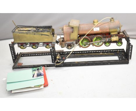 Part built 3&frac12; inch gauge Masie 4-4-2 live steam tender locomotive, comprising frames with all wheels in place, twin ou