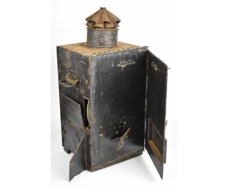 Large ship / railway signalling lamp, W28 x D25 x H66cm