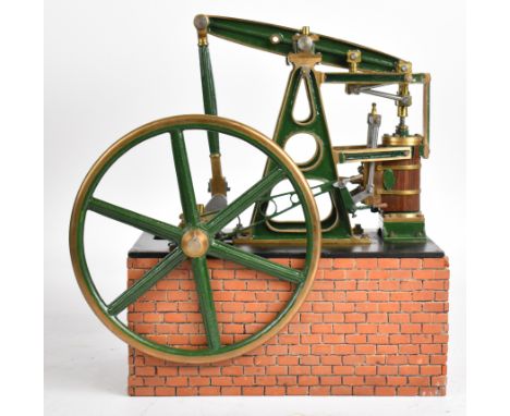 Edgar Westbury Vulcan live steam beam engine, on a faux brick base, overall maximum height 34cm