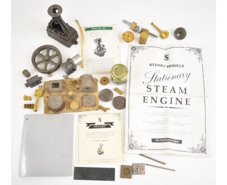 Part built&nbsp;Stuart 10V vertical single cylinder live steam engine with spoked flywheel, with drawings, together with a fu