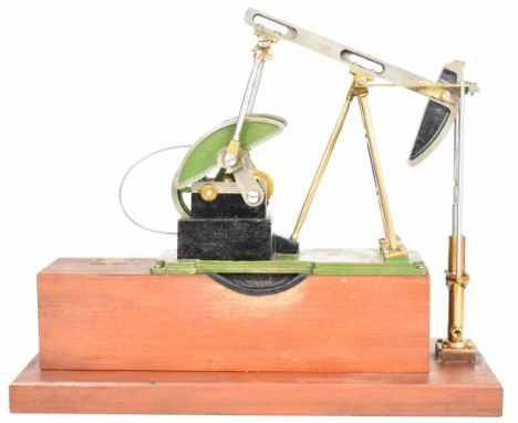 Stuart oil field pump or nodding donkey, on wooden base with space for electric motor or live steam engine power, overall len