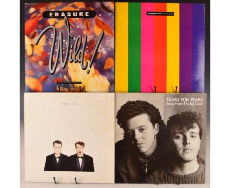Thirty LPs and fifteen 12" singles, most 1980s, LPs include Tears For Fears, two Pet Shop Boys, Erasure, Wham!, Michael Jacks