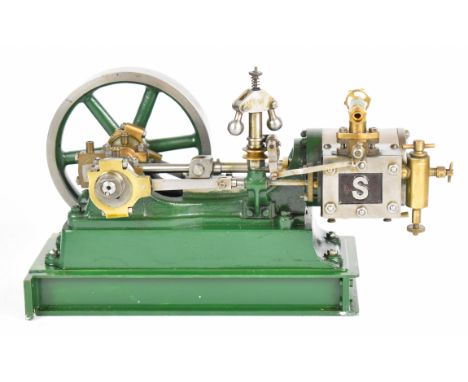 Stuart No 9 live steam single cylinder engine with governor, displacement lubricator, twin cylinder drain cocks and feed wate