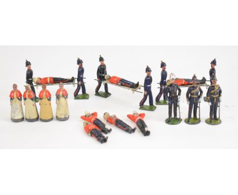 Britains Royal Army Medical Corps set number 137, comprising twenty painted metal soldiers, nurses and medical officers, toge