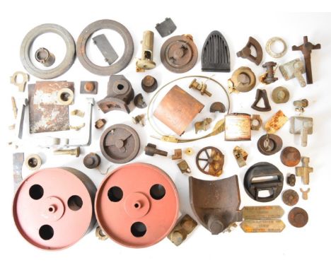3 inch scale Wallis &amp; Stevens live steam roller castings and parts to include pair of rolls, front nose piece, cylinder, 
