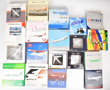 Twenty 1:400 scale diecast model aeroplanes with liveries to include Air France, Star Alliance, Ethiad, Japan Airlines, Asian