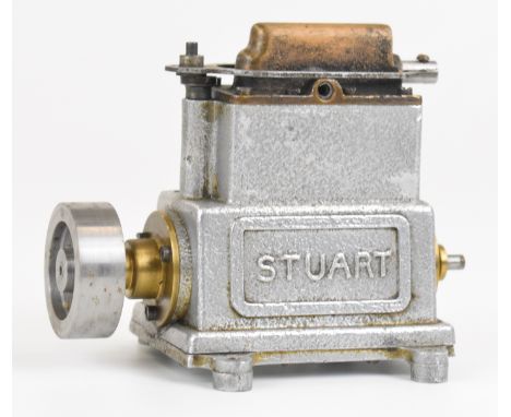 Stuart Star twin cylinder enclosed live steam engine, with aluminum crankcase and turned solid flywheel to suit hyrdoplane or