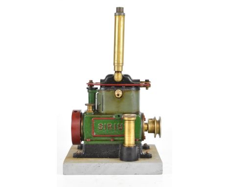 Stuart Sirius twin cylinder enclosed live steam engine with displacement lubricator, screw dipstick to standpipe to one side 