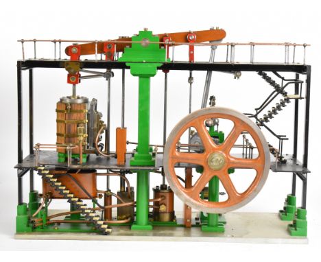 R.A.Peat live steam beam engine, all housed in a miniature engine house style platform with stairs, the engine having working