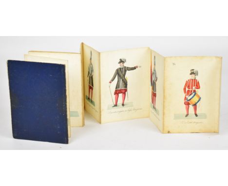 [Fashion] 19th Century concertina style book of costumes showing Vatican, clerical dress and uniforms comprising twenty seven