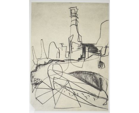 Peter Lanyon (1918-1964) limited edition (82/150) photogravure of Chine Colle, Levant Mine Ruins, Cornwall, with blind stamp 