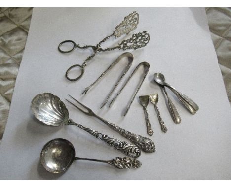 A collection of Swedish and other Continental flatware, to include spoons, ladle, sugar nips etc