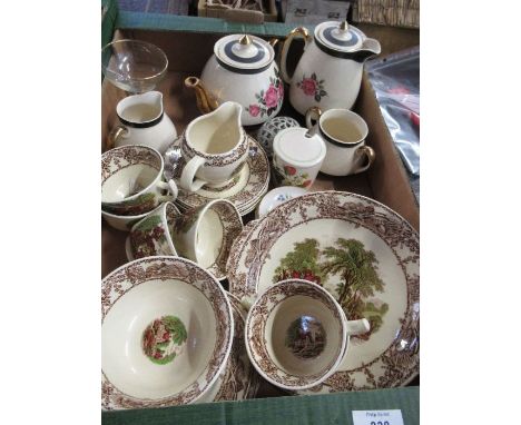 A Royal Staffordshire Clarice Cliff Rural Scenes part tea service, together with other china