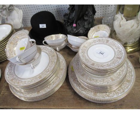 A Royal Doulton Sovereign part dinner service, comprising 9 x 10.5ins dinner plates, 9 x 9ins plates, 9 x 8ins plates and 9 x