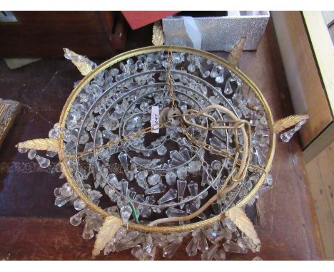 A five tier hanging light fitting, with facetted clear droppers, diameter 12.5ins, height 13ins