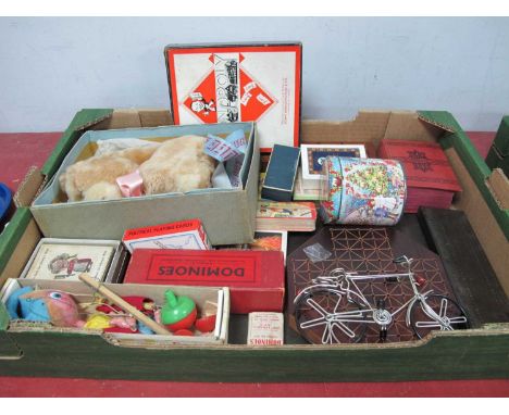 Crib Board, Pelham puppet, Noddy, Monopoly, child's musical dog, playing cards, etc:- One Box