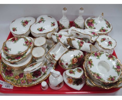 Royal Albert 'Old Country Roses', trinkets, lidded jars, posies, all first quality:- One Tray.