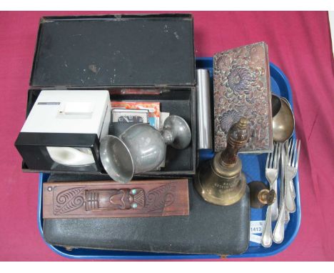 First Day Covers, cutlery, brass Bell's Whisky bell