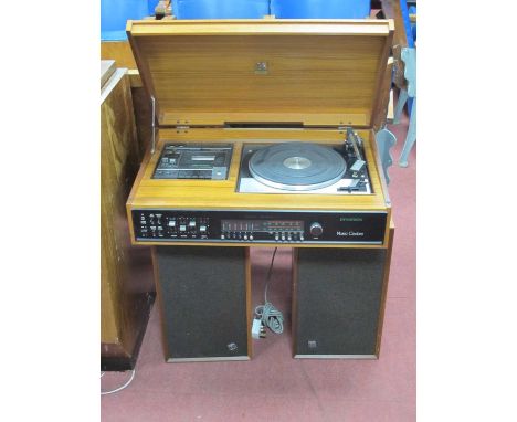 Garrard SP 25 MK IV record player and a Dynatron stereo recorder housed together in a wooden case together with a pair of Dyn