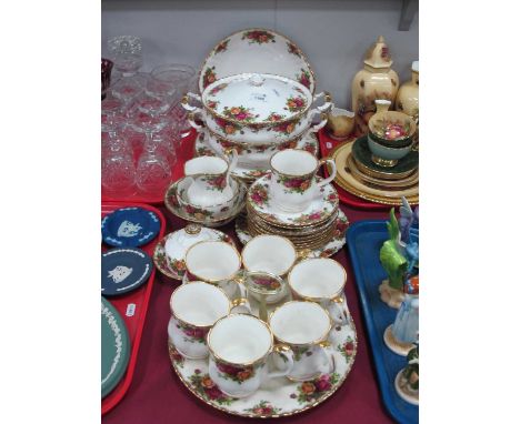 Royal Albert 'Old Country Roses' Table China, of thirty-four pieces, including tureen, cake stand, all first quality.