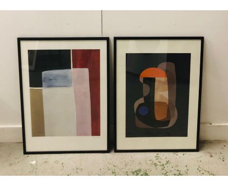 A pair of framed abstract prints 