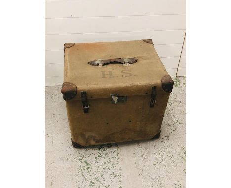 A canvas military trunk with stud detailing 