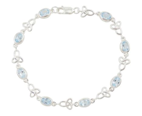 Silver blue topaz Celtic design link bracelet, stamped 925Condition Report:Length = 20cm, good condition