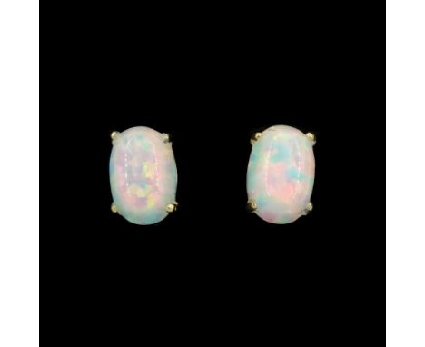 Pair of 9ct gold opal stud earringsCondition Report:Approx 0.35gm, overall head = 5.5mm x 4mm