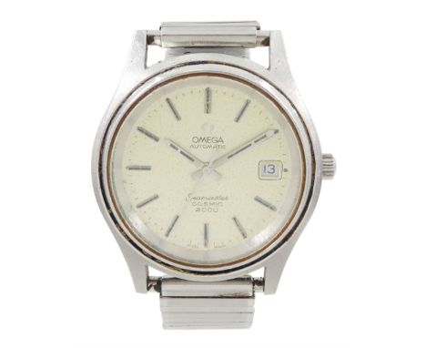 Omega  Seamaster Cosmic 2000 automatic wristwatch, silvered dial with baton hour markers and date aperture, on expanding stai